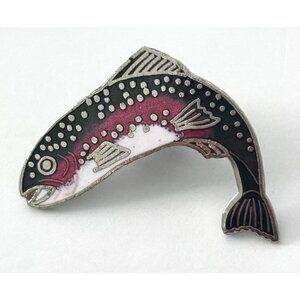 Rainbow Trout Fish Enamel Lapel Pin Fisherman Vest Hat